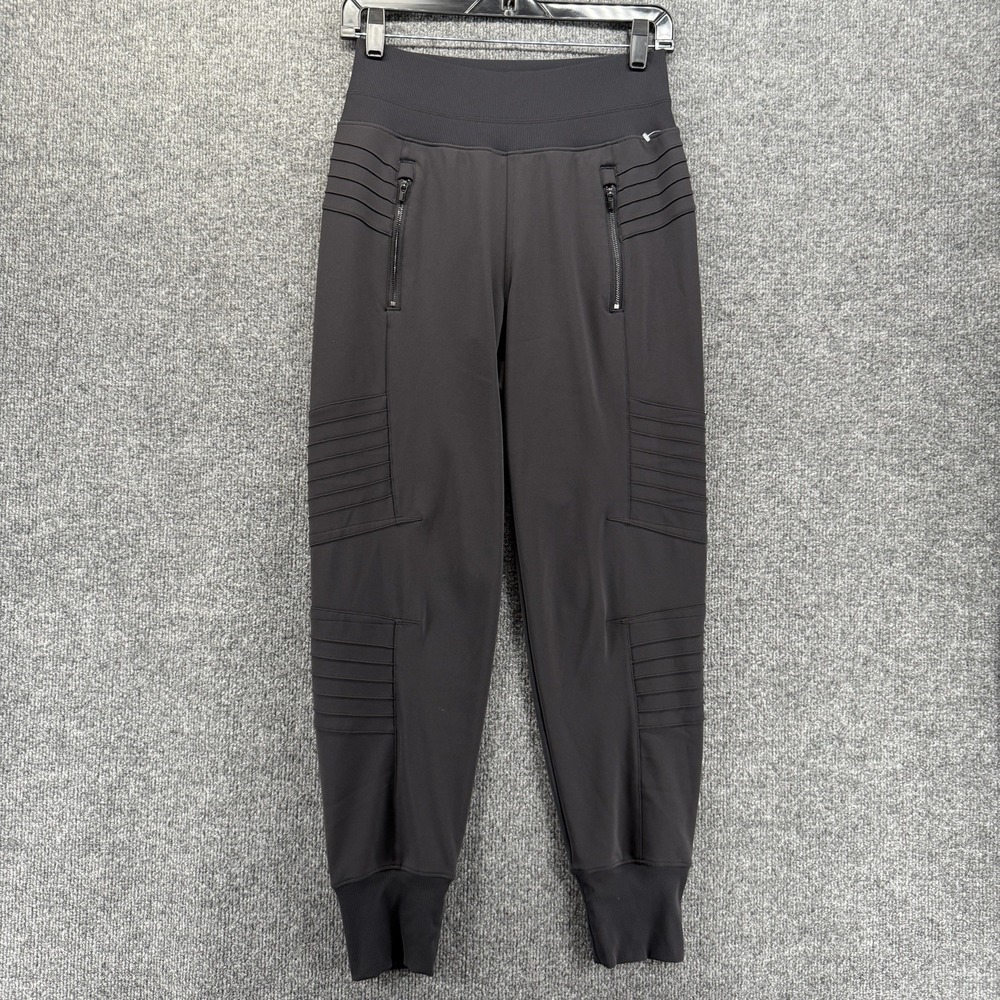 Athleta Pants Womens XS Black Venice Moto Jogger Pull On Nylon Tapered Active